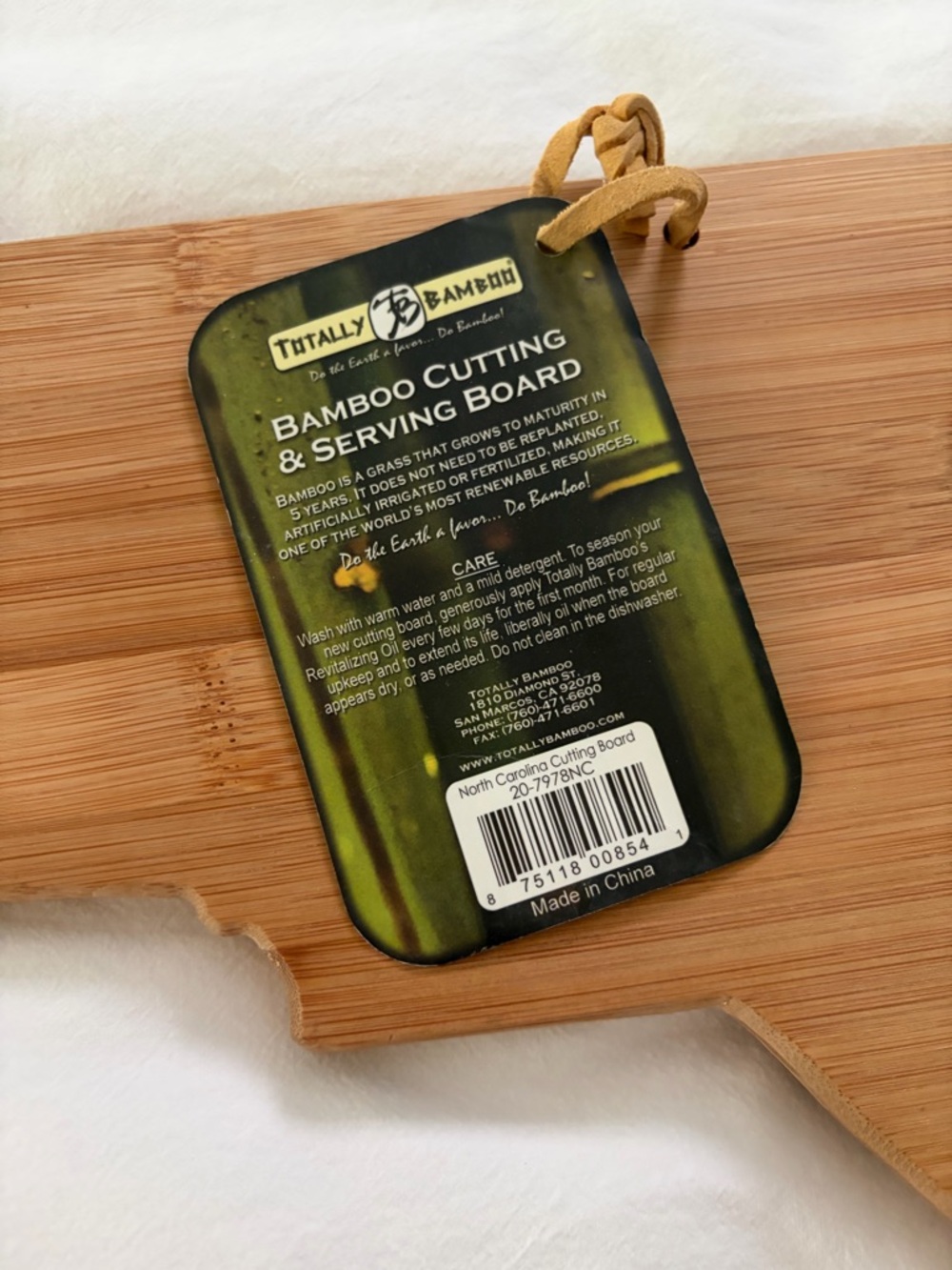 North Carolina Bamboo Cutting Board - State Shaped - Picture 2 of 2